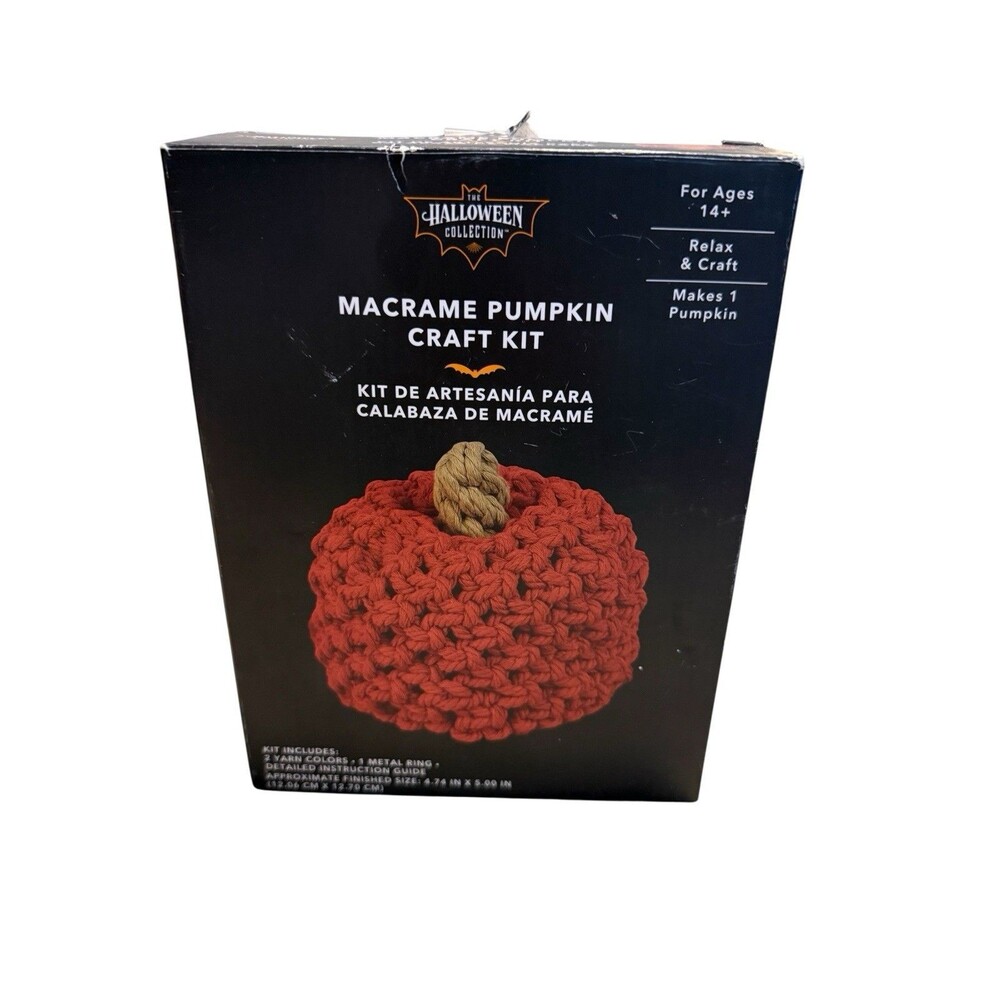 Halloween Collection Macrame Pumpkin Craft Kit New Open Box Age 14+